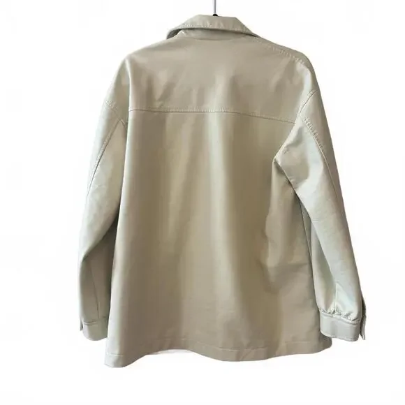 COLLUSION Cream Faux Leather Jacket - Picture 3 of 3